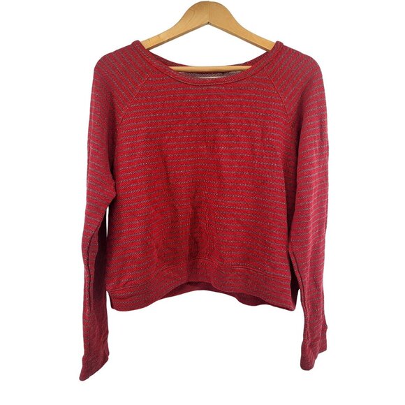 Textile Elizabeth & James Red & White Striped Perfect Sweatshirt - Picture 1 of 6